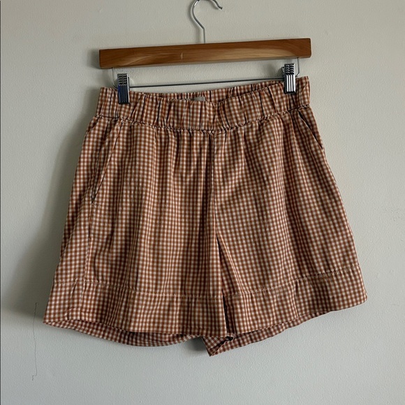 Everlane Light Brown and White Gingham High-Waist Women's Shorts Size 4 - Picture 6 of 9
